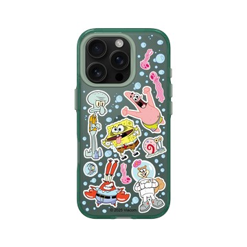 iPhone 16 Pro Clear 憂墨綠 - 海綿寶寶 SpongeBob - 比奇堡貼紙款