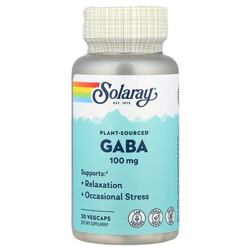 Solaray, 植物源 GABA，100 毫克，30 粒素食膠囊