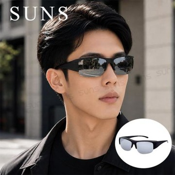 【SUNS】台灣製偏光太陽眼鏡 半框套鏡 白水銀 抗藍光+抗UV400/防眩光/可單戴/可套式