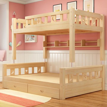 開發票 上下床 加粗加厚全實木雙層床兒童床上下床高低床子母床松木上下鋪松木床S30公司貨快速出貨