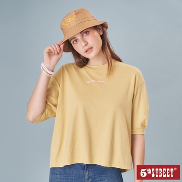 【5th STREET】 女裝 寬袖造型短袖T恤-黃色 (570869)