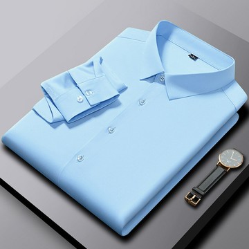 【新款熱賣】春秋男裝休閑長袖襯衫商務中青年翻領男士氣質襯衣職業工裝