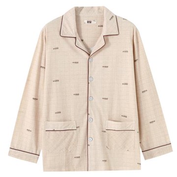 加大碼單件男睡衣上衣中老年長袖男睡衣夏季空調房薄款純棉男睡衣