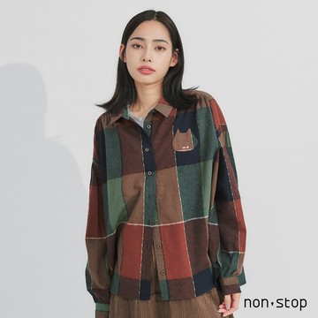 non-stop 質樸大格紋寬版襯衫-2色