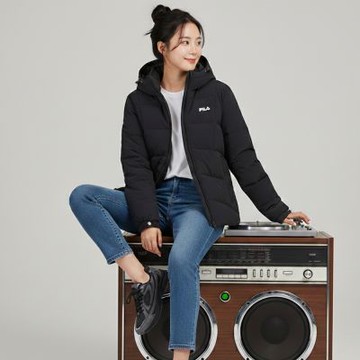 FILA 女連帽羽絨外套-黑色 5JKZ-5725-BK