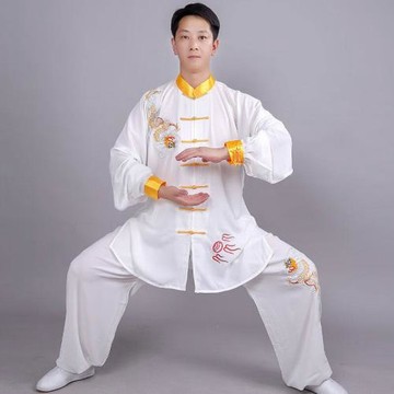菲利捷新款太極服春夏秋季刺繡繡龍長袖練功服男女晨練武術團體表