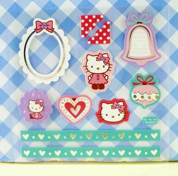 【震撼精品百貨】Hello Kitty 凱蒂貓 KITTY貼紙-閃亮-綠線 震撼日式精品百貨