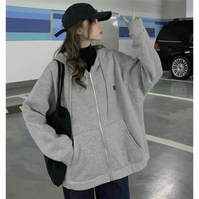 パーカー レディース 前開 フード トレーナー トップス 秋物 ゆる カジュアル 通販 Lineポイント最大get Lineショッピング