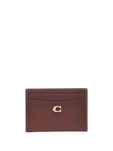 Coach - logo-plaque leather cardholder - women - Calf Leather - One Size - Brown