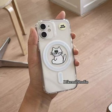 俏皮貓咪適用蘋果16手機殼iPhone15Plus透明14磁吸13防摔12大孔11