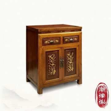 【C est Chic】浙江寧波雙抽雙門實木嵌骨收納櫃(純老件100年)-幅65cm W65*D48*H84 cm