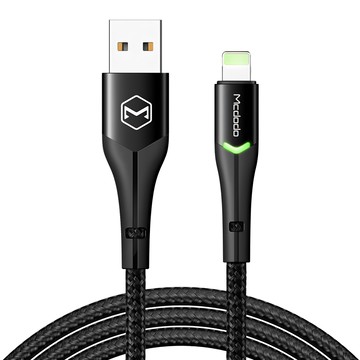 Mcdodo 麥多多 榮光光飛LED線 iPhone 黑色 1.2M 高密度尼龍編織 支援QC4.0/SCP/AFC快充協議 PD36W  1條