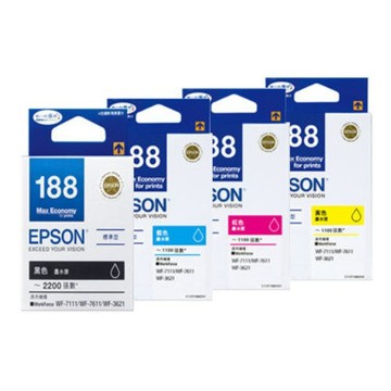 滿額現折180★EPSON 原廠墨水 T188 墨水 (四色一組) 適用 WF-3621/WF-7111/WF-7611