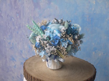 晴空綿雲.天青色日光色調.生日.升遷.開幕.乾燥.永生花送禮首選.