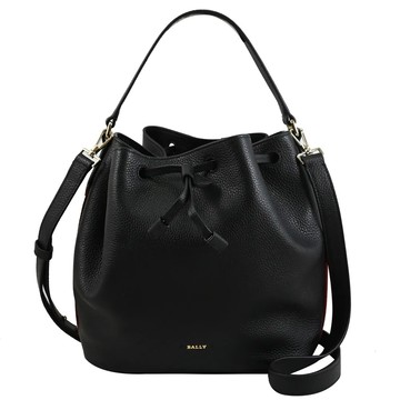 BALLY 6230731 BLYSS 燙金LOGO 經典織帶兩用水桶包.黑