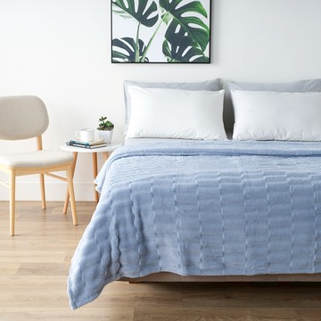 石墨烯X法蘭絨超柔恆溫速暖毯 180x210cm 藍