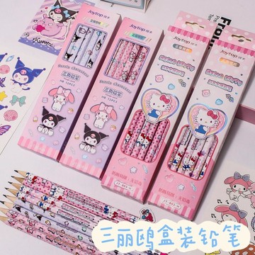 ✨寶貝嚴選✨ 三麗鷗HelloKitty铅笔 庫洛米HB鉛筆 小學生考試專用 防斷易削寫字筆 三角铅笔 书写铅笔