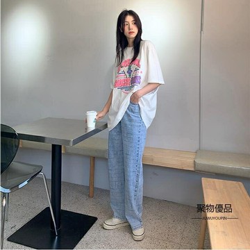 印花寬鬆圓領百搭短袖T恤女【聚物優品】