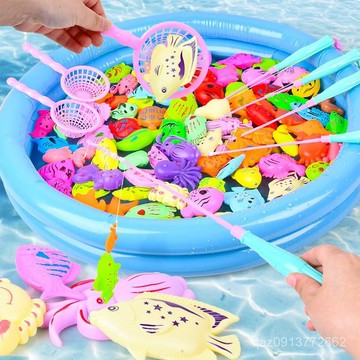 🔥臺灣出貨🔥兒童釣魚玩具池套裝磁性釣魚竿男女小孩1-3-6一嵗半2寶寶早敎益智 WVU7