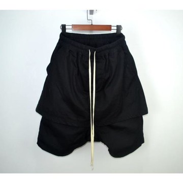 rickRO短褲暗黑雙層褲裙吊襠褲垮褲裙褲drkshdw寬松版型五分褲男