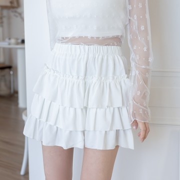 奶霜層次腰鬆緊素面蛋糕短裙 RC880661【現貨】