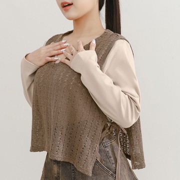 多層次必備鉤花綁帶背心