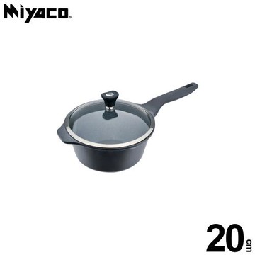 【Miyaco米雅可】礦岩鑄造不沾雪平鍋20cm(附蓋)
