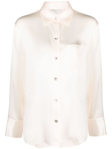 Vince - long-sleeve silk shirt - women - Silk - S - Neutrals