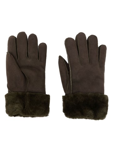 Parajumpers - logo-patch shearling gloves - men - Sheepskin/Sheep Skin/Shearling - S - Green