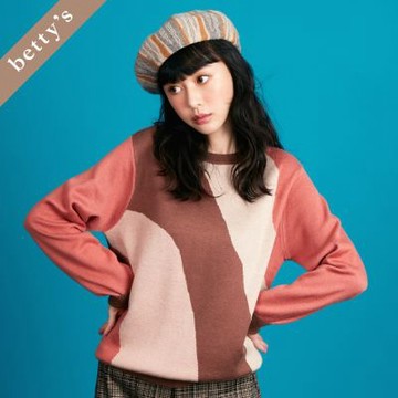 betty’s貝蒂思 三色不規則織紋圓領毛衣(橘色)