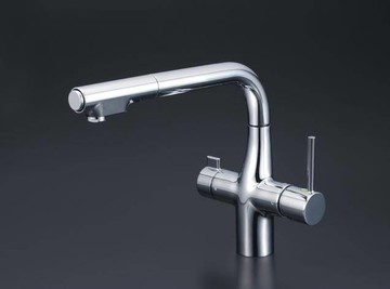 【點數10%回饋】【日本進口，三年保固】KM6121EC 廚房伸縮L型三用龍頭 抽拉式 伸縮式 水龍頭