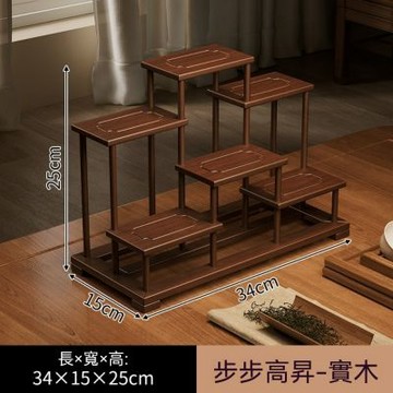 茶臺置物架 中式茶室桌面博古架 小型茶壺茶具收納展示架 茶盤茶具收納擺飾 大號