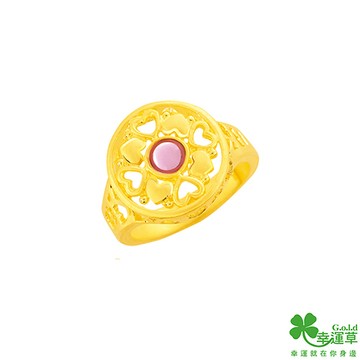 幸運草 滿心歡喜黃金/水晶戒指