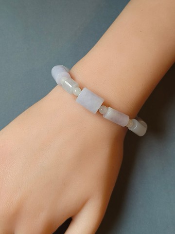 天然紫羅蘭緬甸翡翠 桶珠 手鍊手串