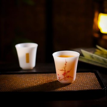 聞香杯品茗杯梅蘭竹菊主人杯高端冰種德化白瓷功夫茶具單杯小茶杯