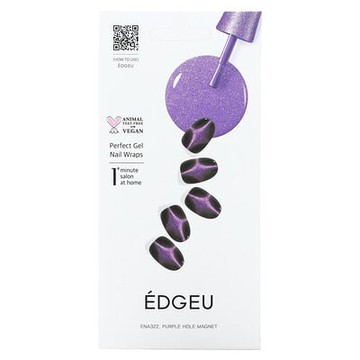 Edgeu, 精緻凝膠指甲包膜，ENA 322 Purple Hole Magnet，19 件套