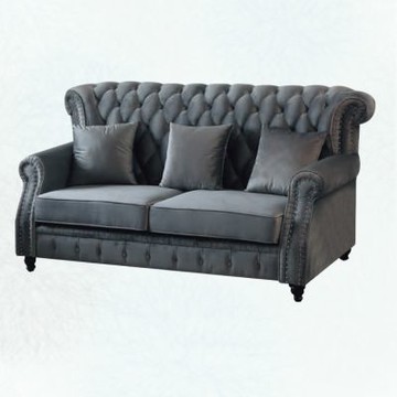 文創集 伯特亞法式灰輕柔絨布三人座沙發椅-202x90x102cm免組