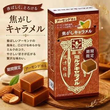 【江戶物語】森永 MORINAGA  焦糖杏仁風味牛奶糖 軟糖 12入 盒裝 焦糖牛奶糖  期間限定 日本原裝進口