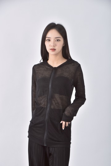 (S) i moda連帽黑色外套