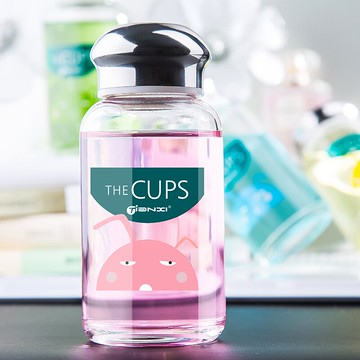 天喜玻璃杯水杯可愛便攜杯子創意運動水瓶學生女隨手杯帶蓋茶杯