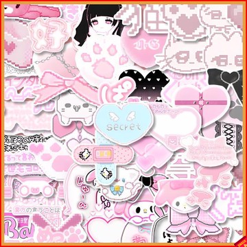 【像素風二次元】美甲貼紙 地雷系粉色少女心貼紙 像素風貼紙 DIY桌面裝飾 手機貼紙 手帳貼畫 防水貼紙 手機裝飾貼