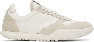 Jil Sander 白色 & 米色 Shiny Nylon & Suede 运动鞋