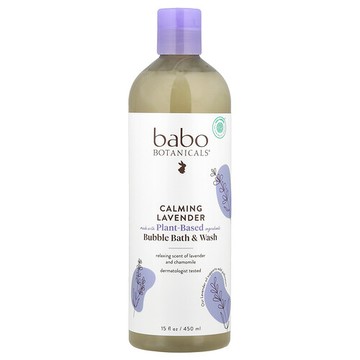 Babo Botanicals, 泡泡浴和沐浴露，舒緩薰衣花草香味 15 液量盎司（450 毫升）