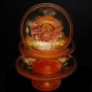 家用室內水果盤佛堂供佛觀音貢盤仿琉璃琥珀蓮花供盤果碟678英寸