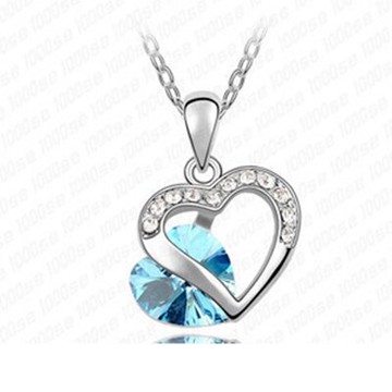 現貨+預購 925純銀項鍊 水晶吊墜-甜蜜幸福心心相印母親節生日情人節禮物女飾品11色73aj582【獨家進口】【米蘭精品】