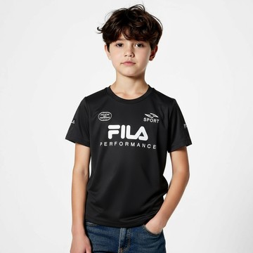 FILA KIDS 童短袖機能排汗T恤-黑色(幼兒) 1TEZ-8003-BK
