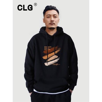 香港潮牌四抹色彩連帽衛衣男設計感大碼寬松黑色休閑秋冬潮流外套