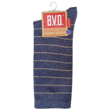 BVD細條紋男襪(麻灰藍)