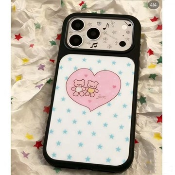 星星愛心卡通黑框iPhone17ProMax蘋果手機殼15/16防摔軟殼全包式X