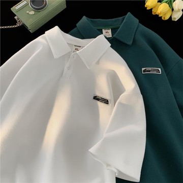 polo衫男短袖夏季潮牌潮流高端襯衫美式高街純棉t恤男士半袖上衣